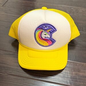 Unicorn hat Vibrant Yellow and White Mesh